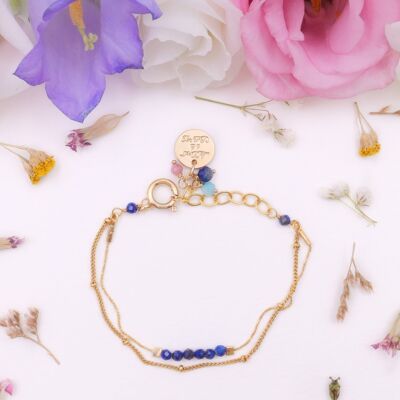 Bracelet 2 rangs Collection Caulaincourt : lapis-lazuli, bleu