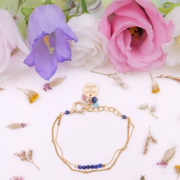 Bracelet 2 rangs Collection Caulaincourt : lapis-lazuli, bleu 3