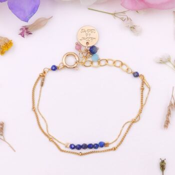 Bracelet 2 rangs Collection Caulaincourt : lapis-lazuli, bleu 4