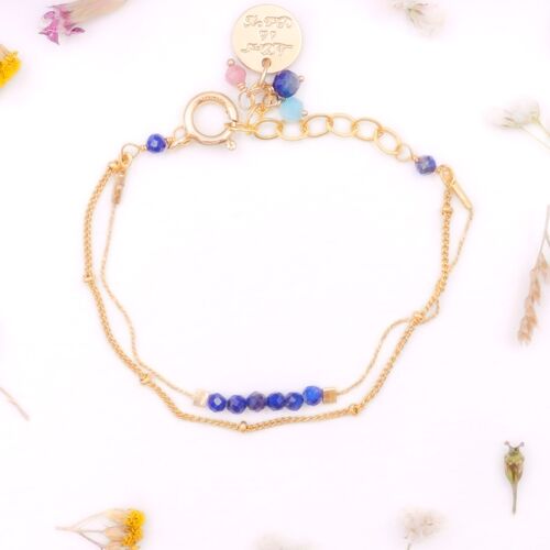Bracelet 2 rangs Collection Caulaincourt : lapis-lazuli, bleu