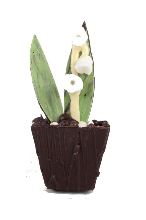 Pot de muguet en chocolat noir 72%