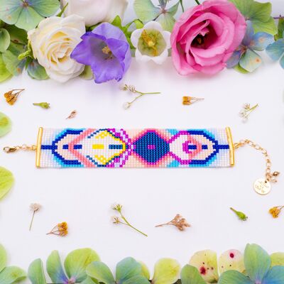 Bracelet - Miyuki bead weaving cuff: Orchid