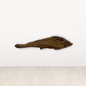 Poisson sculpté à la main en bois flotté - (L11.10) 1