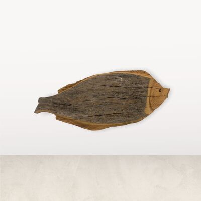 Pesce intagliato a mano in legno galleggiante - (L11.4)