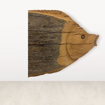 Poisson sculpté à la main en bois flotté - (L11.4) 2