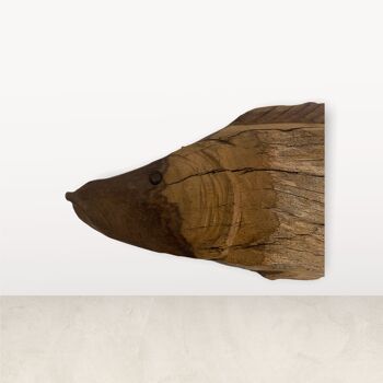Poisson sculpté à la main en bois flotté - (L11.2)