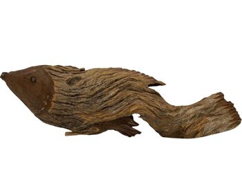 Poisson sculpté à la main en bois flotté - (1307) 1