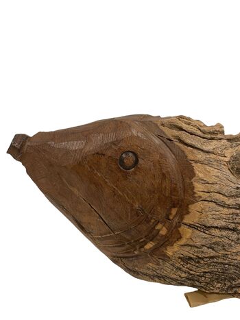 Poisson sculpté à la main en bois flotté - (1307) 3