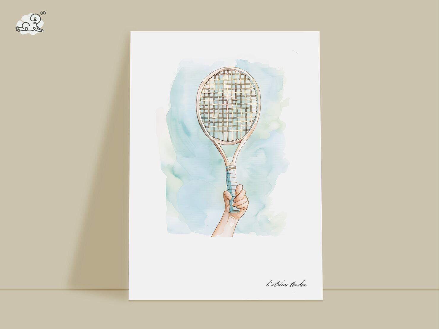 Tennis racket children's bedroom wall decoration - Passion theme