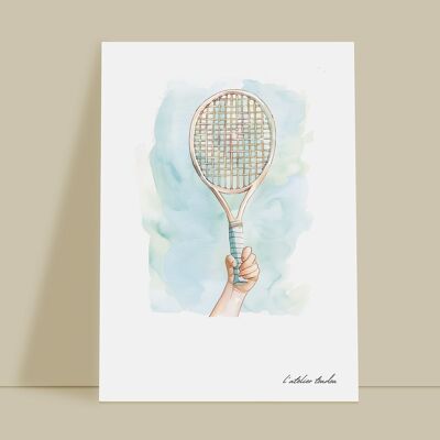 Décoration murale chambre enfant raquette de tennis - Thème passion