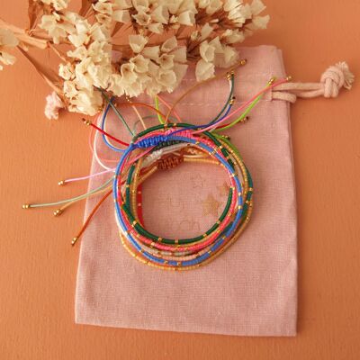 adjustable jade thread bracelet and miyuki opal-look beads