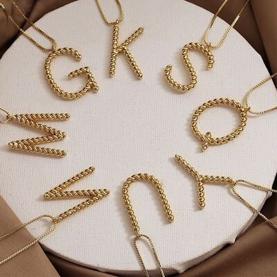 Letter Charm Braided A-Z Longline Sweater Necklaces