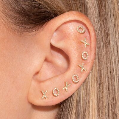Sparkling XOXO Small Ear Studs - Stackable Earrings