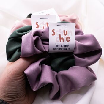 Scrunchie satin violet hairband lavande - attache cheveux cousu main brillant 4