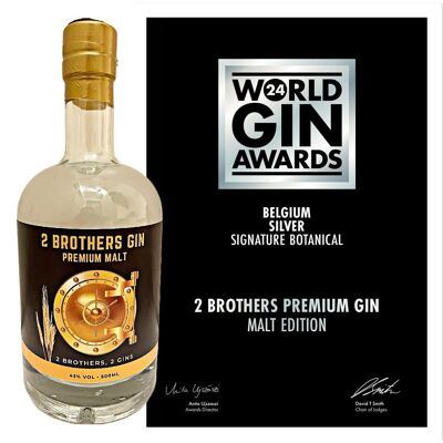 2 Brothers Premium Gin Malt - Silver Medal at World Gin Awards 2024