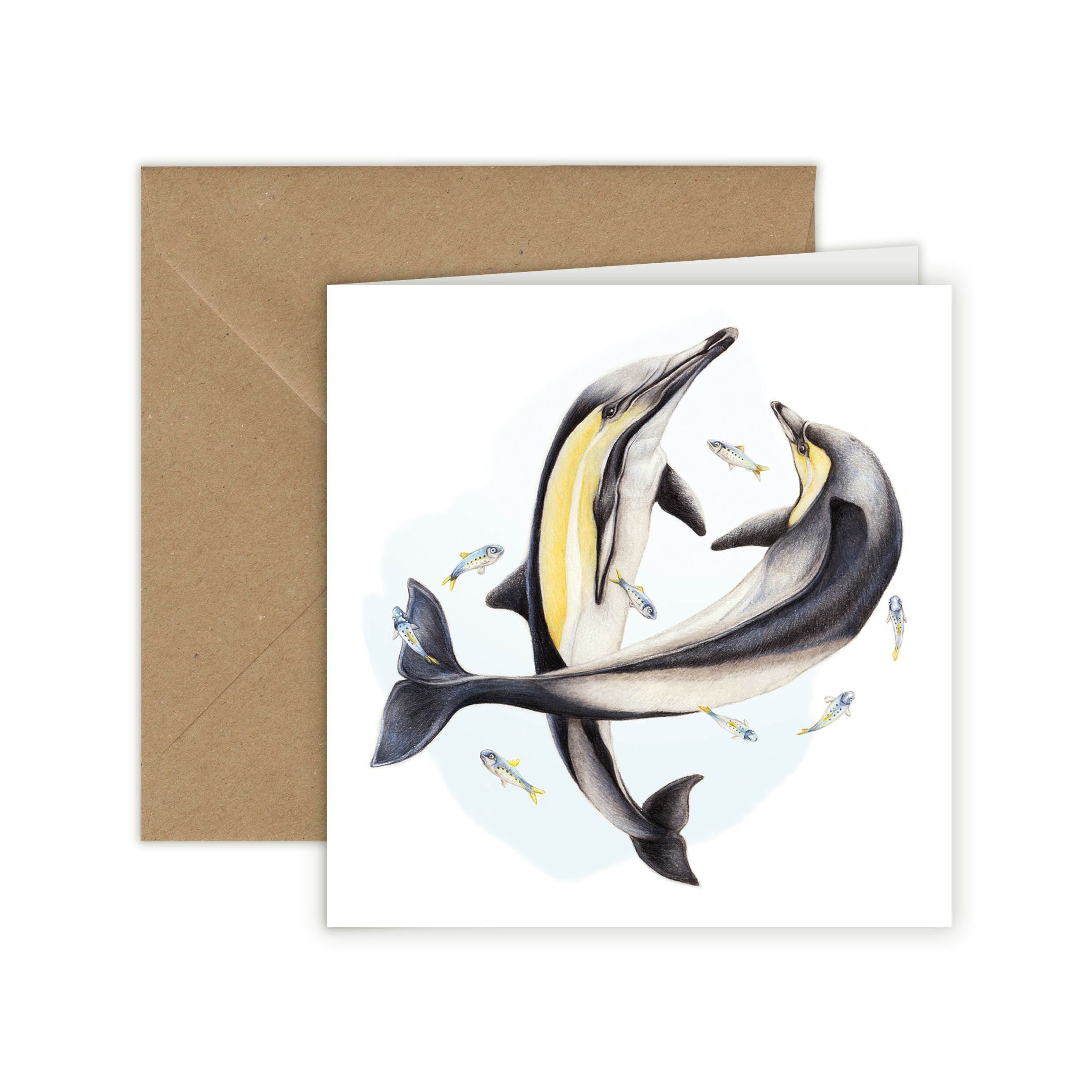 Delfines, Tarjeta de Felicitación, 13 x 13 cm, Tarjetas de Animales, Tarjeta de San Valentín