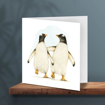 Pingouins, Carte de vœux, 13 x 13 cm, Cartes d'animaux 1