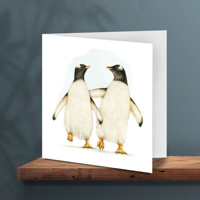 Pinguine, Grußkarte, 13 x 13 cm, Tierkarten