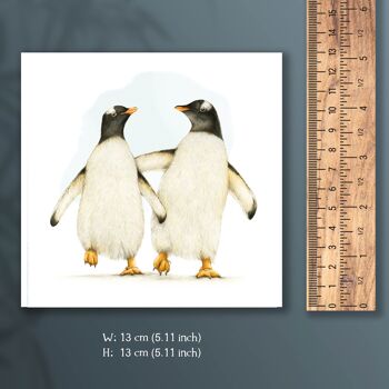 Pingouins, Carte de vœux, 13 x 13 cm, Cartes d'animaux 3