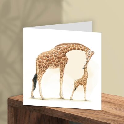 Giraffen, Grußkarte, 13 x 13 cm, Tierkarten