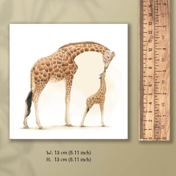 Girafes, Carte de voeux, 13 x 13 cm, Cartes d'animaux 3