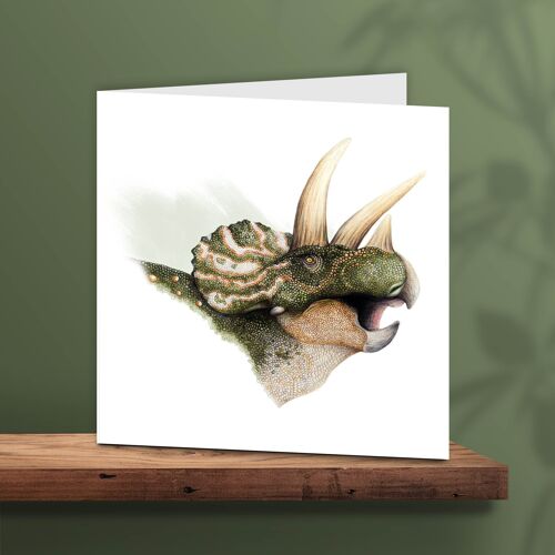 Dinosaur, Greeting Card, 13 x 13 cm, Animal Cards, Triceratops, Trike