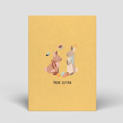 Carte postale Pâques - Deux lapins jaunes - No. 189