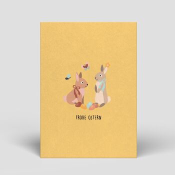 Carte postale Pâques - Deux lapins jaunes - No. 189 1