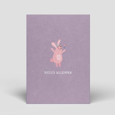 Carte postale Naissance - Lapin Rose - N° 217