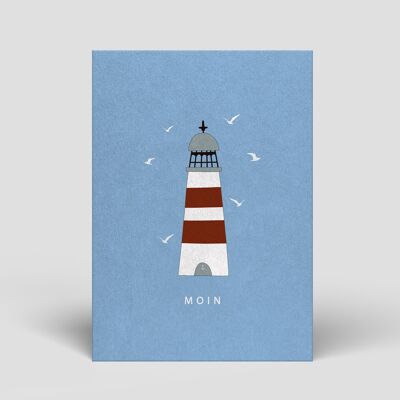 Postkarte Maritim - Leuchtturm mit Moin  - Nr. 128