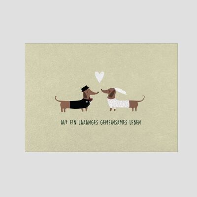 Postcard - Wedding - Dachshund Bride and Groom - No.103