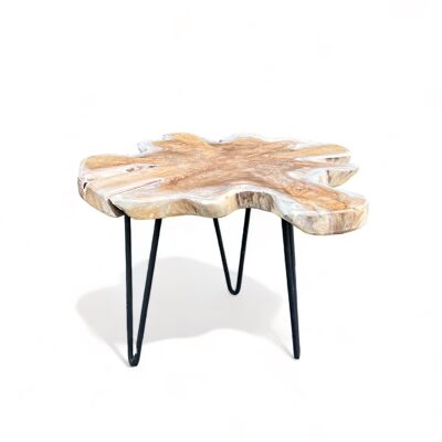 Tavolino da caffè organico in teak - dimensioni ca. 40 x 50 x H:39 cm - assemblalo da solo