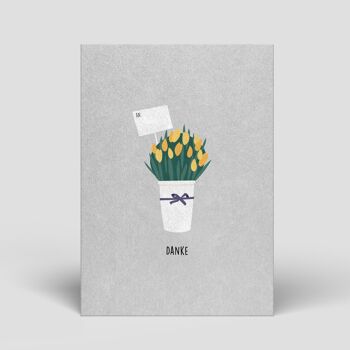 Carte postale - Tulipes avec panneau de remerciement - Non. 97 1