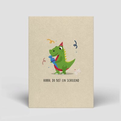 Cartolina - Iscrizione alla scuola - Dino con cono scolastico - N. 91