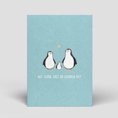 Postkarte - Geburt - Pinguin-Familie - Nr. 86