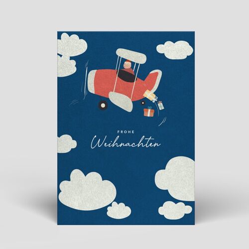 Postkarte - Weihnachten - Weihnachtsmann im Flugzeug - Nr. 59