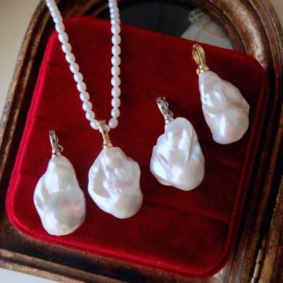 Pendentif en perles baroques épaisses avec crochet principal - Pendentif uniquement