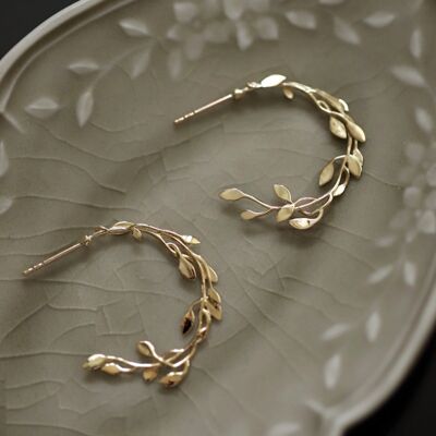 Corona de laurel - Aro de oreja de hoja elegante