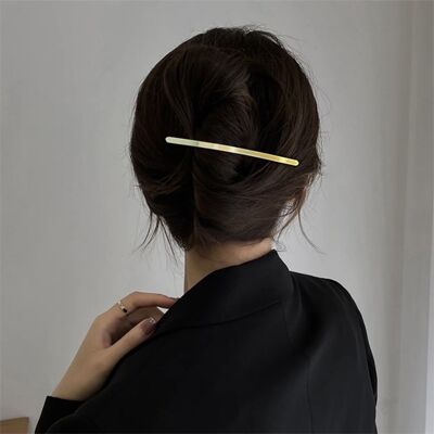 Gold and Silver One-Line Minimalist Metal Hair Clip - Modern Fashion Accessory