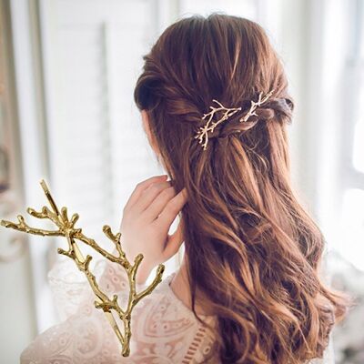 Barrettes de pelo de rama de árbol de aspecto vintage-barrettes de pelo de boda-2 colores