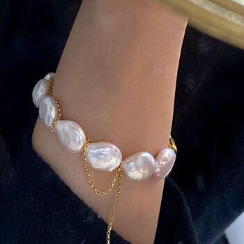 Bracelet de perles de pièces de monnaie baroques uniques-qualité AAAA 6
