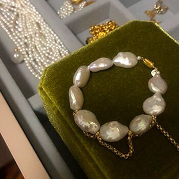 Bracelet de perles de pièces de monnaie baroques uniques-qualité AAAA 8