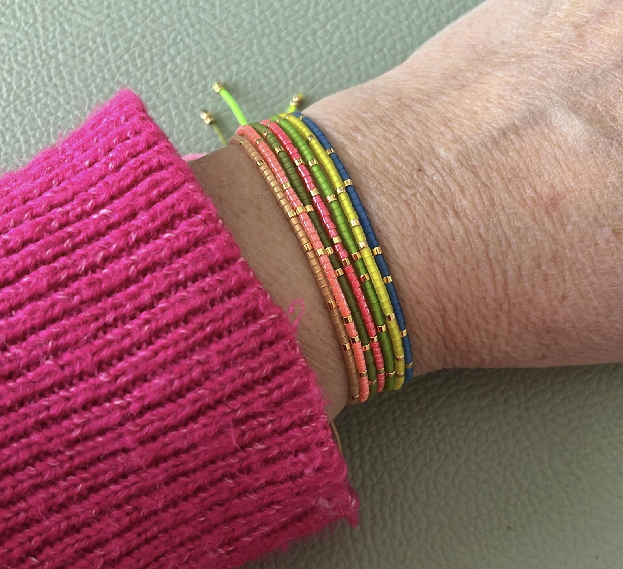 adjustable bracelet jade thread and miyuki beads matte appearance