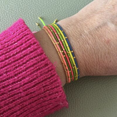adjustable bracelet jade thread and miyuki beads matte appearance