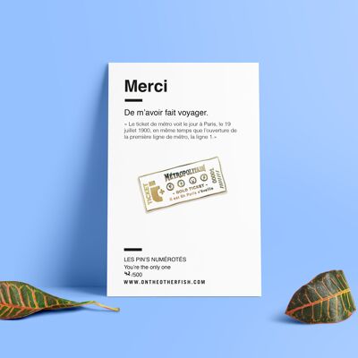 Pin's Merci - Ticket de métro - Fin d'année scolaire