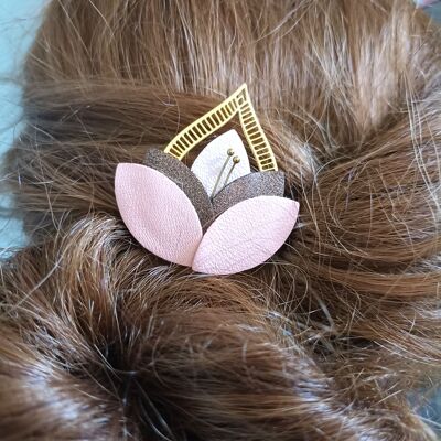 Bohemian style hair clip with leather flower | bridesmaid accessory| wedding hairstyle