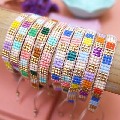 Gingham woven bead bracelet