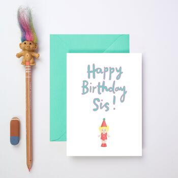 Carte d’anniversaire sœur | Carte de vœux rétro | Anniversaire soeur