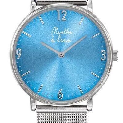 L'Imprévu Woman Turquoise Blue Background chrome mesh bracelet