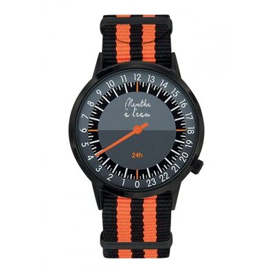 La 24 Heures Homme bracelet nato Noir-Orange